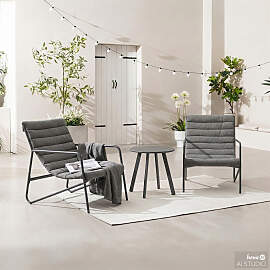 home24 Balkonset Wink 3-teilig Grau/Anthrazit