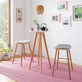 home24 Bartisch Ø 60cm Holz/Weiß/Weiß