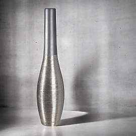 home24 Bodenvase London 17 x 73 x 17cm Grau