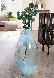 home24 Bodenvase Novelle Ø 29cm Blau/Hellblau