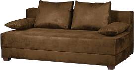 home24 Boxspring-Schlafsofa Braun/Braun Microfaser 