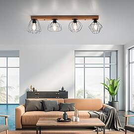 home24 Deckenleuchte Kaska 110 x 26 x 21cm Braun