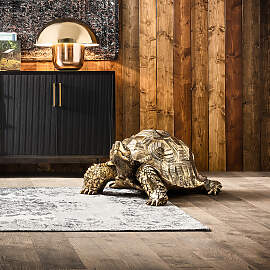 home24 Dekofigur Turtle 95 x 43 x 77cm Gold/Gold