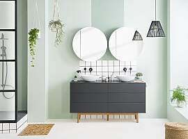 home24 Doppelwaschtisch 150 x 80 x 48cm Grau/Grau