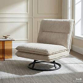 home24 Drehsessel KELSO Weiß/Beige Chenille Sydne 