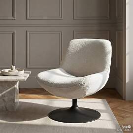 home24 Drehsessel TIAARO Beige Bouclé Stoff Xara