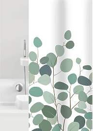 home24 Duschvorhang Floral Polyester PVC Weiß 180 