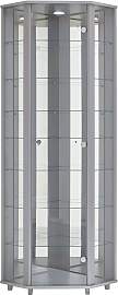 home24 Eckvitrine II 71 x 172 x 52cm Grau/Silber