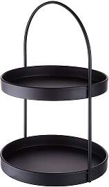 home24 Etagere 2-stufig Ø 25cm Schwarz/Schwarz