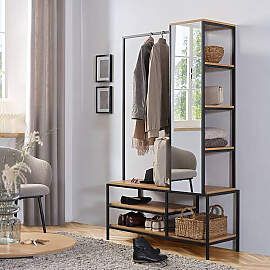 home24 Garderobe Yucoyo mit Spiegel 110 x 177 x