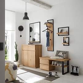 home24 Garderobenbank 108 x 47 x 41cm Braun/Eiche