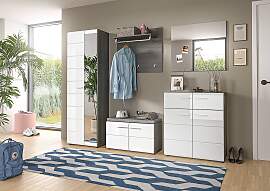 home24 Garderobenbank 80 x 44 x 37cm Grau/Weiß