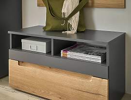 home24 Garderobenbank 80 x 45 x 38cm Braun/Grau