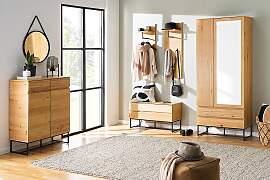 home24 Garderobenbank 90 x 48 x 35cm Braun/Eiche