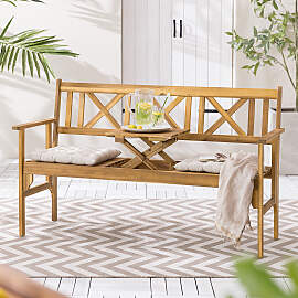home24 Gartenbank Joody mit ausklappbarem Tisch