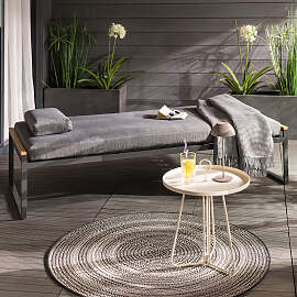 home24 Gartenliege Cavoo Polyester Grau 190 x 40 x 