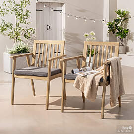 home24 Gartenstuhl 2er-Set Webstoff Grau/Braun 57