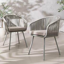 home24 Gartenstuhl NOXI 2er-Set Webstoff