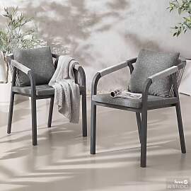 home24 Gartenstuhl Verdee 2er-Set Webstoff