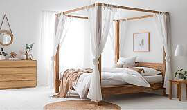 home24 Himmelbett 180 x 200cm Massivholz Eiche,