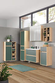 home24 Hochschrank 40 x 165 x 33cm Braun/Grün