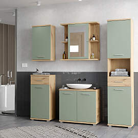 home24 Hochschrank 40 x 184 x 29cm Braun/Grün