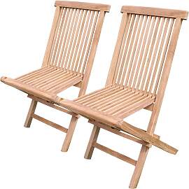 home24 Klappstuhl Java 2er-Set Teakholz Massiv,