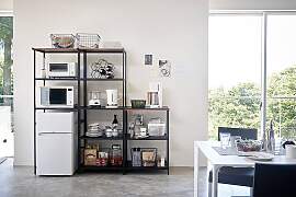 home24 Küchenregal Rack 90cm Schwarz/Schwarz