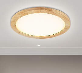 home24 LED-Deckenleuchte Hina Ø 40cm Braun