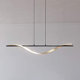 home24 LED-Pendelleuchte 115 x 12 x 120cm Schwarz