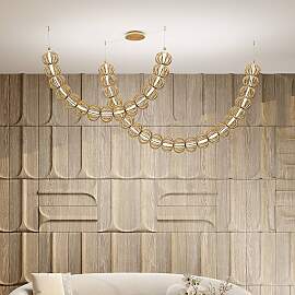home24 LED-Pendelleuchte Golden Cage 35 x 184 x