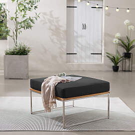 home24 Loungehocker Webstoff Braun/Grau/Anthrazit