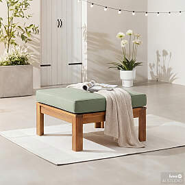 home24 Loungehocker Webstoff Braun/Grün/Helles