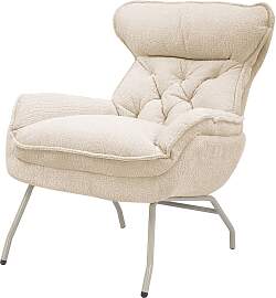 home24 Loungesessel Beige/Beige Bouclé 80 x 92 x