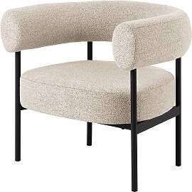 home24 Loungesessel Beige Bouclé Stoff Moena 79 x 