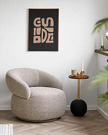 home24 Loungesessel Beige Polyester 88 x 72 x 83cm