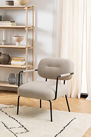 home24 Loungesessel Beige Strukturstoff 66 x 80 x