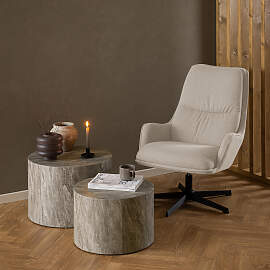 home24 Loungesessel Bosley Beige Strukturstoff