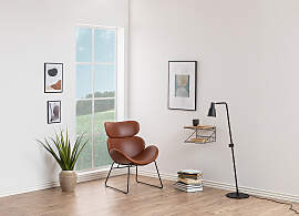 home24 Loungesessel Braun/Cognac Bezug: Kunstleder 
