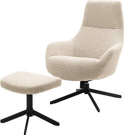 home24 Loungesessel mit Hocker Schwarz