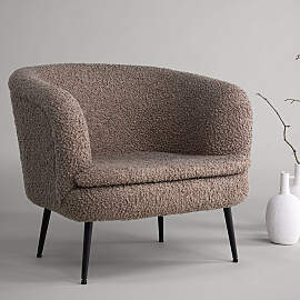home24 Loungesessel Nordkoster Beige Webstoff 81 x 