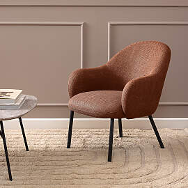home24 Loungestuhl Nanei Rot/Braun Strukturstoff