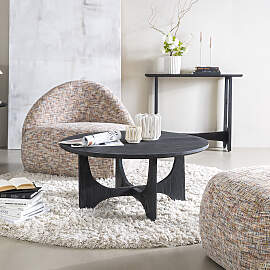 home24 Massiver Couchtisch - rund Ø 90cm Schwarz