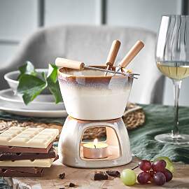 home24 Mini-Fondue 4er-Set Ø 11cm Beige/Beige