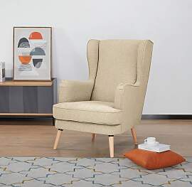 home24 Ohrensessel Limeri Beige/Beige Filz Blix