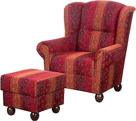 home24 Ohrensessel Webstoff Rot Rot/Rot Webstoff