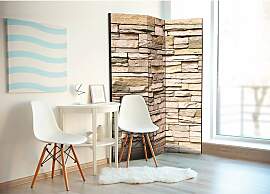 home24 Paravent Decorative Stone Fleece Beige 135