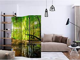 home24 Paravent Forest Stream Fleece Multicolor