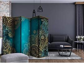 home24 Paravent Oriental Wings Fleece Blau 225 x
