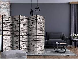 home24 Paravent Stony Elegance Fleece Grau 225 x